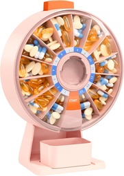 Daviky Pill Dispenser Daily, Large Pill Organizer mit Wand- oder Standbenutzung, 14 Tage Pillencontainer, Push Button Design, Wöchentliche Pille Box für Vitamin, Medizin, Ergänzung, Fischöl(Pink)
