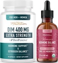 Herbal Hormone Balance Tincture & Extra Strength DIM Supplement | Hormone Balancing Bundle with 400mg DIM Capsules (90 Servings) and Liquid Cycle Support Supplement for Women (60 Servings)