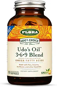 Flora Udo's Oil 3-6-9 Blend - Enthält Bio Kokosnuss, Flax Seed Oil & More - 90 Vegetarische Softgel