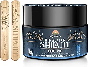 Ajoblanco 800 Mg Himalayan Shilajit Resin, Shilajit Pure Himalayan Organic, Shilajit Supplement mit Reinheit, hohe Dosierung & Potenz für Energie, Stärke & Immunität, Männer & Frauen, 30 Gramm