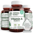 Natural Nutra Vitamin A 10.000 IU Softgels – High Potency Eye and Skin Vitamins – Gluten-Free - Ergänzung für Sight & Skin Health – Fish Liver Oil for Men and Women, Gluten Free 100 Softgels (2 Pack)