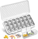GloDeals Weekly Pill Organizer - Große 7 Tage Medizin Organizer, 3 Mal am Tag, Weiß