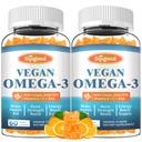 2 Pack Omega-3 Gummie Potent Algae Omega Quelle, Boost Brain, Augen- und Immunfunktion, mit DHA und EPA Vegan & Sugar Free, Orange Flavor, 120 Count