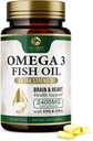 Omega 3 Fischöl Pillen 2400mg - Dreifache Stärke Omega 3 Fischöl-Ergänzungen - Beste EPA & DHA-Fettsäuren für Gehirn & Herz-Gesundheitsunterstützung, Nature's Omega3 Supplement, 30 Tage Versorgung - 60 Softgels