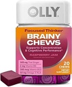 OLLY Focused Thinker Brainy Chews, Omega-3 ALA, Vitamine B6 & B12, Plus Thai Ginger Extract für Alertness, Konzentration und kognitive Leistungsunterstützung, Vegetarisch, Raspberry, 20 Count