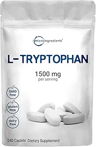 Micro Ingredients L-Tryptophan 1.500mg, 240 Caplets | Essential Amino Acid + Relaxation Support | Mood, Sleep & Nervous System Balance | Clean Label, Non-GMO
