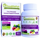7 in 1 Elderberry mit ZINC, Vitamin C, Vitamin D, Echinacea, Ginger & Indian Gooseberry (Amla). Premium Elderberry Kapseln 90 ct, Alle natürlichen, Non-GMO, Vegan,No Rice Powder, No-Gluten
