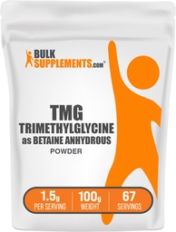 BulkSupplements.com TMG Powder - Trimethylglycin als Betaine Anhydrous, TMG Supplement - Unflavored & Glutenfrei, 1,5g pro Servierung, 100g (3,5 oz) (Pack von 1)