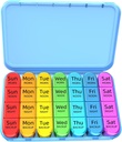 Odaro Weekly Pill Organizer 4 Mal pro Tag, Tägliche Pille Box 7 Tage, Große Reise Pille Fall mit 28 Kompartment, Medizin, Vitamin und Beilage zu halten - Blaue Hülle