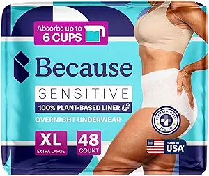 Weil Adult Incontinence Underwear für Sensitive Haut - Frauen - Premium Overnight Disposable Briefs, Anti Odor - Weiß, X-Large - absorbiert 6 Tassen - 48 Count (4 Packungen von 12)