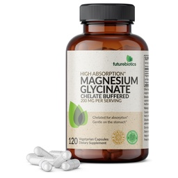 Futurebiotics Magnesium Glycinate 200 MG pro Portion Chelat für hohe Absorption, Gentle On Stomach, Non-GMO, 120 vegetarische Kapseln