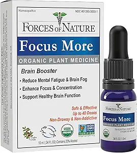 Kräfte der Natur Bio, natürliche Fokus Mehr Gehirn Gesundheit Unterstützung mit Dandelion & Wild Lettuce, Sublingual Tincture hilft Gedächtnis, Konzentration, Non-GMO, 0.34 Fl Oz