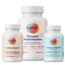 FullWell Fertility Trio | Prenatal Vitamin Lemon + DHA & Fertility Booster | Choline, Folate, Omega 3, Coq10, NAC, 26+ Vital Nährstoffe | Dietitian-formuliert, Non-GMO, 3. Partei getestet, 30 Servierungen