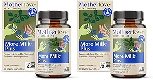 Motherlove More Milk Plus (60 Liquid caps 2 Pack) Fenugreek-basierte Lactation Ergänzung zur Unterstützung Brustmilchversorgung – Non-GMO, Bio Kräuter, Vegan, Kosher