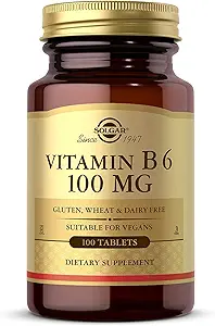 Solgar Vitamin B6 100 mg, 100 Tabletten - Unterstützt Energie Metabolismus, Herz-Gesundes Nervensystem - B Complex Supplement - Vegan, Glutenfrei, Dairy Frei, Kosher - 100 Servierungen