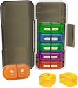 Wöchentliche Pille Organizer 2 Mal pro Tag, Feuchtigkeits-Proof, Detachable Compartments, AM PM Pille Box 2x 7 Tage, Reise Pille Organizer für Pillen/Fish Oil/Medication/Vitamin/Supplements (Schwarz + Bunt)