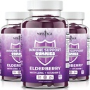 NEU AGE Immunsystem unterstützen Gummi - Sambucus Black Elderberry Gummies mit Vitamin C und Zink (Immune Support 180 Gummis)