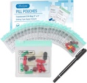 Serfeymi 32 St. Reißverschluss Pillen Pouches Organizer Plastiktüten 3 X 3 Zoll 12 mil Selbstversiegelung mit Slide Lock Schreibbare Label Translucent Travel Medicine Aufbewahrungstasche Case und 1 Stk Marker-Green