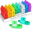 Zoksi Monatliche Pille Organizer 2 Mal pro Tag, 30 Tage Pille Box Organizer Am Pm, Tägliche Pille Case mit 32 großen Komponenten für jeden Tag, Portable Travel Pill Container für Vitamine und Medizin