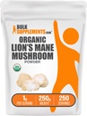 BulkSupplements.com Bio Lions Mane Mushroom Powder - Lions Mane Powder, Mushroom Supplement - Vegan & Glutenfrei, 1g pro Servierung, 250g (8.8 oz) (Pack von 1)