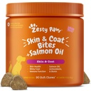 Zesty Paws Lachsöl für Hunde Haut und Mantel, Omega 3 Fish Oil Chews, Hunde Allergy Relief Chews, Itch Relief Supplement, 90 Count, Lachs Flavor