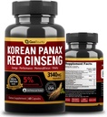 Korean Panax Red Ginseng, Red Ginseng Supplements Premium 3140mg (Ginsenoside 5%) Korean Red Ginseng Intensiv 60 Kapseln (Maca Root) Made in USA