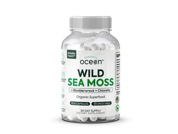 Bios Ocean Wild Sea Moss Capsules - 100% Bio Irish Sea Moss mit Bio Chlorella, Bladderwrack und Vitamin D für Energie, Lung Health und Schilddrüse Unterstützung für Frauen und Männer - 60 Kapseln
