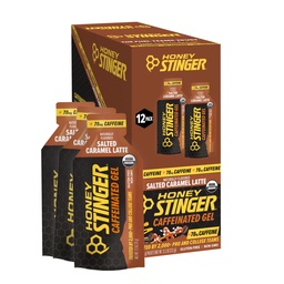 Honey Stinger Organic Salted Caramel Energy Gel, Koffeiniert & Glutenfrei, für Übung, Laufen und Performance, Sporternährung für Home & Gym, Pre and Mid Workout, 12 Pack, 13.2 Unze