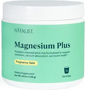 NATALIST Magnesium Plus 300 mg Trinken Mischung mit Calcium & Vitamin D3 - Komplette Ganzkörper-Wiederholung & Relax-Ergänzungen für Damen - Vegetarisch, Glutenfrei Himbeer Geschmackspulver - 15 Portionen
