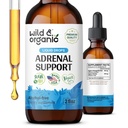 Wild & Organic Adrenal Support Tincture for Positiv Outlook - Adrenal Complex mit Ashwagandha, Rhodiola Rosea Root - 1-Monats-Versorgung - Vegan, kein Zucker & Alkohol - 2 fl oz