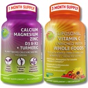 Pflanzenbasierte Knochen & Immununterstützung Ergänzung Bundle – Liposomale Vitamin C 1500mg mit Bio Acerola & Camu + Calcium Magnesium Zink mit Vitamin D3, K2 & Turmeric – Vegan, Non-GMO