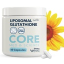 Core Med Science Liposomal Glutathione Supplement (500mg, 60 Kapseln) - Pure Reded Setria mit Phospholipid-Komplex - Antioxidante Ergänzung für Energie, Gehirngesundheit, Haut und Leber Gesundheit