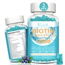 Biotin und Kollagen-Gummien mit B12, Haarhaut und Nägel Vitamine-Gummien für Haarwachstum, glänzende Haut & starke Nägel - Blueberry Flavor, Sugar Free, 120 Ct