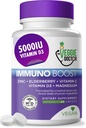 Immununterstützungsergänzung (60 Tabletten) - All Natural, Vegan – Elderberry, Zink, Vitamine C, D3 für Immunsystem Boost – Immunitätsergänzung mit Magnesium für tägliche Immununterstützung