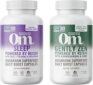OM MUSHROOM SUPERFOOD Zen und schlafen Bundle Mushroom Kapseln Superfood Supplement, 90 Count, 30 Tage Versorgung jeder