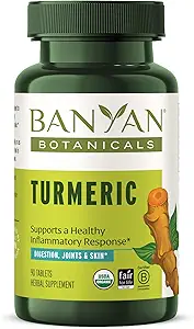 Banyan Botanicals Turmeric Tablets – Organic Turmeric Supplement (Curcuma Longa) – zur Unterstützung von gesünder Haut, komfortable Gelenke & Gesamtgesundheit* – 90 Tablets – Non-GMO Sustainable Sourced Vegan