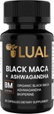 LUAL 30.000mg 30x Strength Organic Black Maca Root mit Ashwagandha - Höchste Potenz Black Maca Root Capsules für Herren - 100% Pure Maca Peruana Powder Organic, Gelatinized, Non-GMO - 60 Pillen
