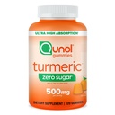 Qunol Zero Sugar Turmeric Gummis, Gummy mit 500mg Kurkuma, Joint Support Supplement, Ultra High Absorption Tumeric Curcumin, Vegetarisch, Glutenfrei, 120 Zähler