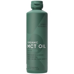 Sportforschung Keto MCT Öl aus Bio Kokosnüssen - Fettsäure-Brennstoff für Körper + Gehirn - Single Ingredient C8 Caprylic Acid - Perfekt in Kaffee, Tee, &amp; Mehr - Non-GMO & Vegan - Unflavored (16 Oz)