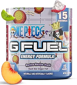 G Fuel ONE Piece Revive-Revive Energy Drink Powder, Pre Workout Caffeine Mix for Gaming, Sugar Free Focus Amino + Antioxidants, 3.7oz (Peach Kiwi Dragon Fruit, 15 Portionen)