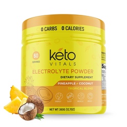 Keto Vitals Elektrolyte Pulver - Zuckerfreie Keto Elektrolyte Pulver mit Kalium, Magnesium, Natrium, & Calcium - Kein Zucker Elektrolyt Getränke Mix & Hydration Pulver, 60 Servierungen, Ananas Coconut