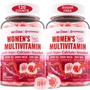 (2 Pack) Sugar Free Methylated Multivitamin for Women Gummies with Calcium, D3 K2, Inositol, Folate, Biotin, Eisen, Vitamin A, C, E, B Complex - Multi Vitamine & Minerals - Energie, Immune, Knochen - Vegan