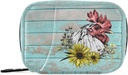Pille Box Wooden Hahn Sonnenblume Pille Box 7 Tage Pille Tasche Reise Pille Organizer Tasche mit Reißverschluss Portable Weekly Case Compact Größe für Vitamin Supplement Halter