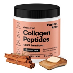 Perfect Keto Collagen Peptides Protein Pulver mit MCT Öl, hydrolysiertes Kollagen, Typ I & III Supplement, Glutenfreies Gras Fed, Low Carb, Keto Coffee Creamer, Kollagen für Frauen & Männer, Cinnamon Toast