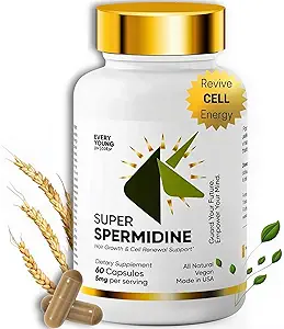 100% Natürliche Super Spermidin Ergänzungen für Frauen und Männer | 4X Zutaten, um Ihre zelluläre Gesundheit und Haarwachstum zu steigern | Anti-Aging-Ergänzung Box