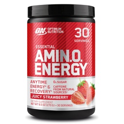 Optimum Nutrition Amino Energy - Pre Workout mit grünem Tee, BCAA, Aminosäuren, Keto Friendly, Green Coffee Extract, Energy Powder - Juicy Strawberry Burst, 30 Portionen (Packaging May Vary)