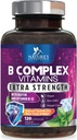 B-Komplex-Vitaminkapseln - Super Complete B-100-Komplex mit Vitamin B12 B6 C Biotinfolat & Folsäure für Immun- und Energieunterstützung - Ergänzung für Herz, Gehirn und Nervenunterstützung - 120 Kapseln