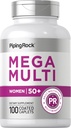Piping Rock Multivitamin für Frauen 50 Plus | 100 beschichtete Kapseln | Täglich Multi Vitamin & Mineral für Frauen | Nicht-GVO, glutenfreie Ergänzung