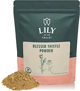 LILY OF THE VALLEY Blessed Thistle Extract Powder - Ideal für Smoothies & Juices - Milchdisteltee - Reich an Silymarin und Antioxidantien - Vegan & Glutenfrei - Verpackt in wiederverschließbarer Tasche (4oz, 113g)