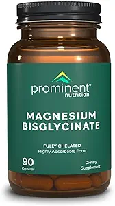 Prominent Nutrition Magnesium Bisglycinat Kapseln, Gehirngesundheit Unterstützung, Magnesium Supplement, 240 mg, 45 Tage Versorgung - 1 Packung